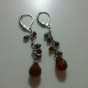 Grey Pearl Drop Earrings