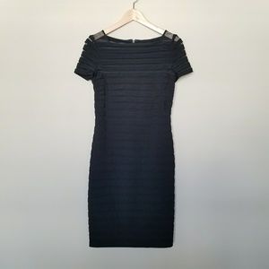 Adrianna Papell Pleated Black Fitted Dress