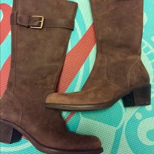 Brown leather boots