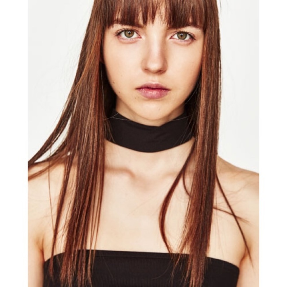 Zara trafaluc black tube top w/ choker size L - Picture 2 of 6
