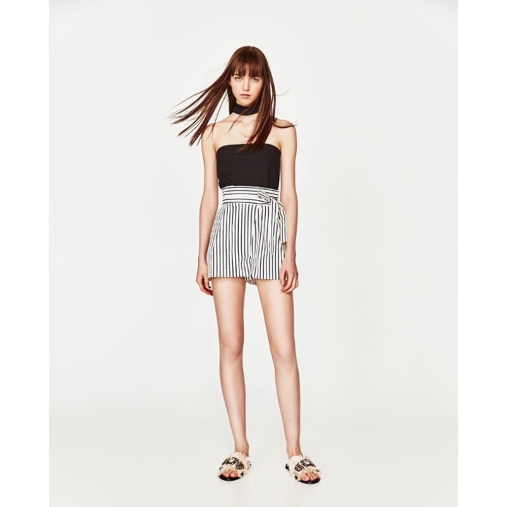 Zara trafaluc black tube top w/ choker size L - Picture 4 of 6