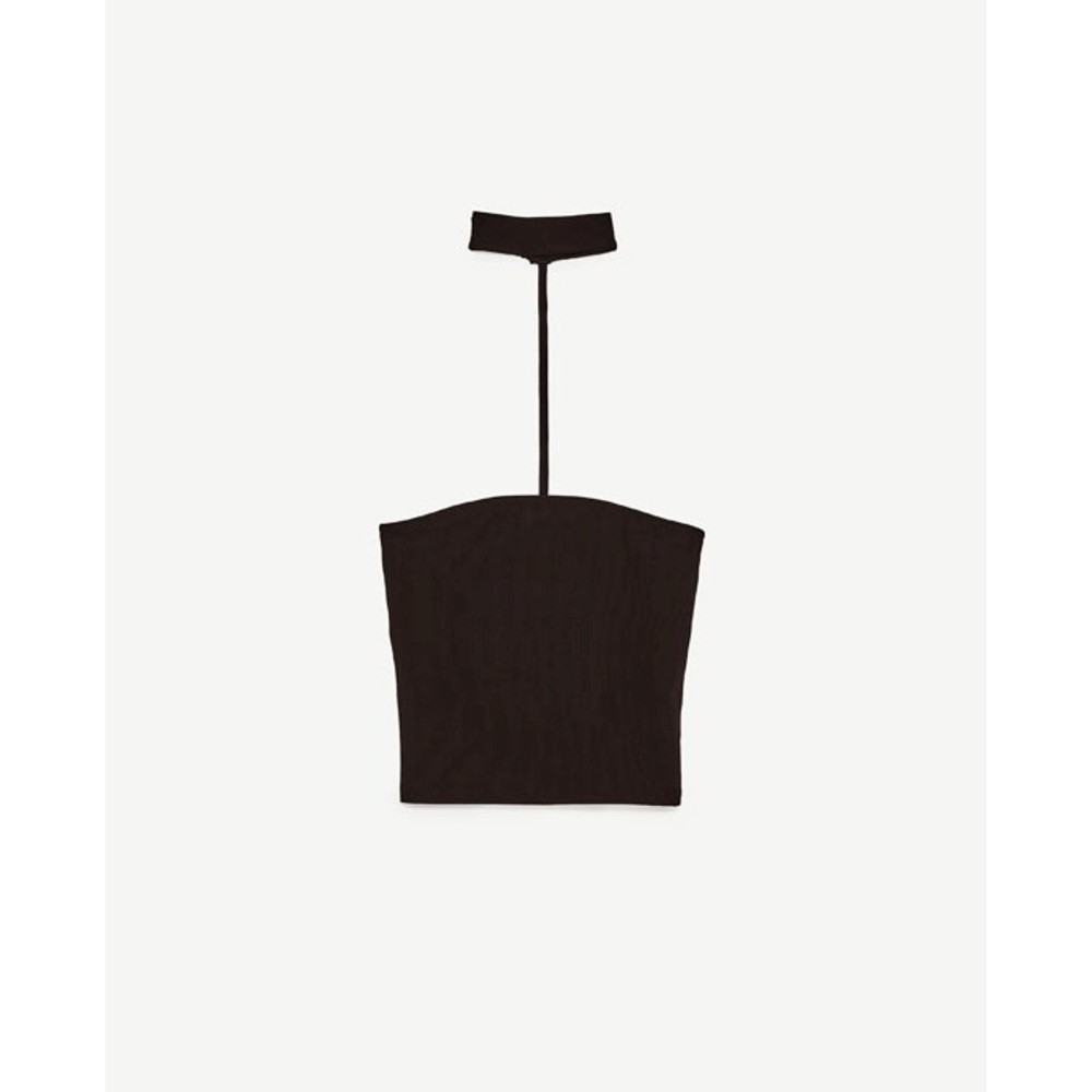 Zara trafaluc black tube top w/ choker size L - Picture 5 of 6