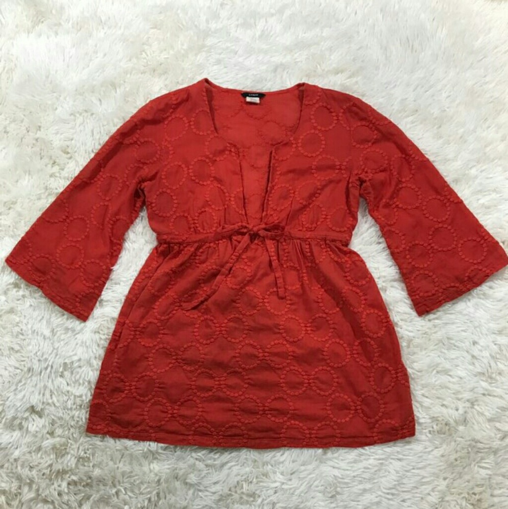 J.Crew embroidered drawstring waist tunic top
