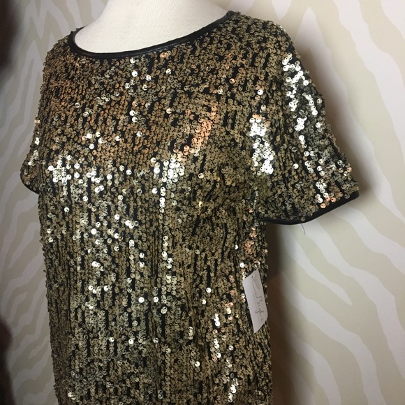 NWT Gold Sequin Top - Picture 2 of 2