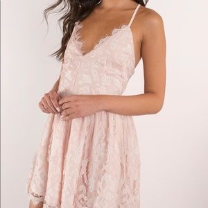 Tobi Sera Lace Skater Dress (Rose)