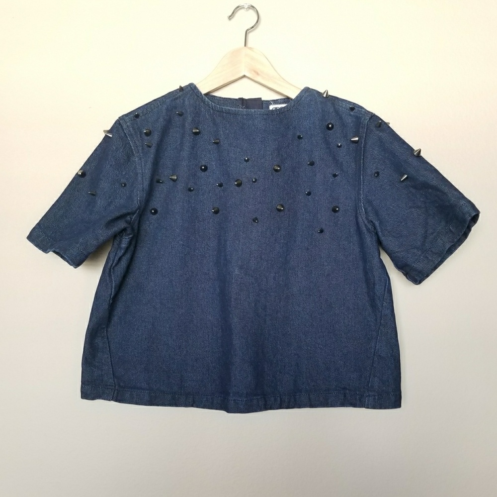 ASOS Spike Studded Short Sleeve Denim Top 6