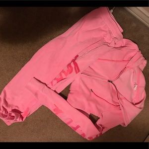 PINK sweater and sweat pant set