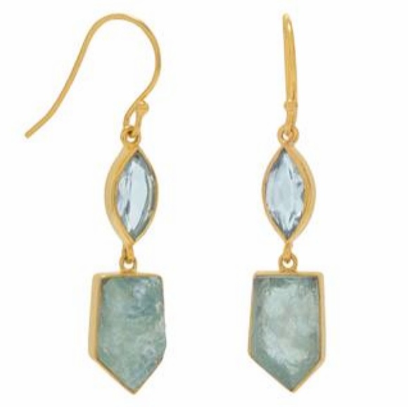 lmkdeals Jewelry - 14kt GP BLUE TOPAZ AQUAMARINE DROP EARRINGS