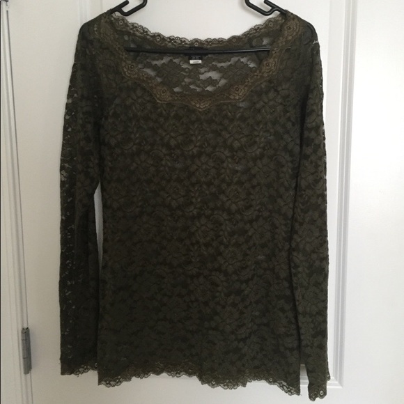 Tops - Lace olive green top