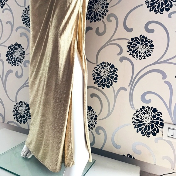 Betsy & Adam Beaded Jacquard One-Shoulder Gown