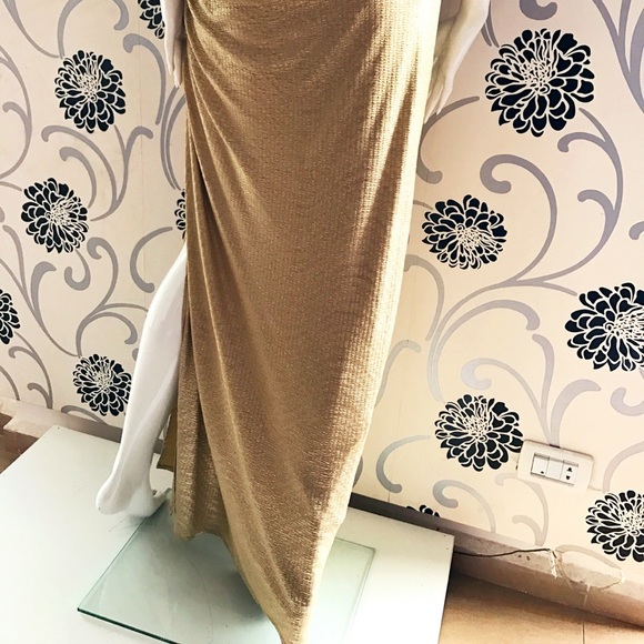Betsy & Adam Beaded Jacquard One-Shoulder Gown