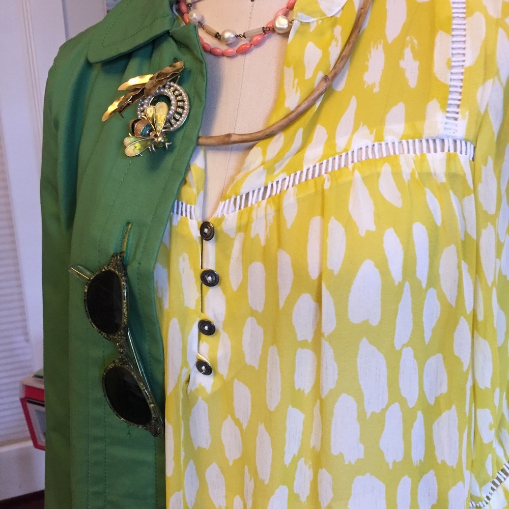 Dolan M Silk Yellow & White Dots - Anthropologie