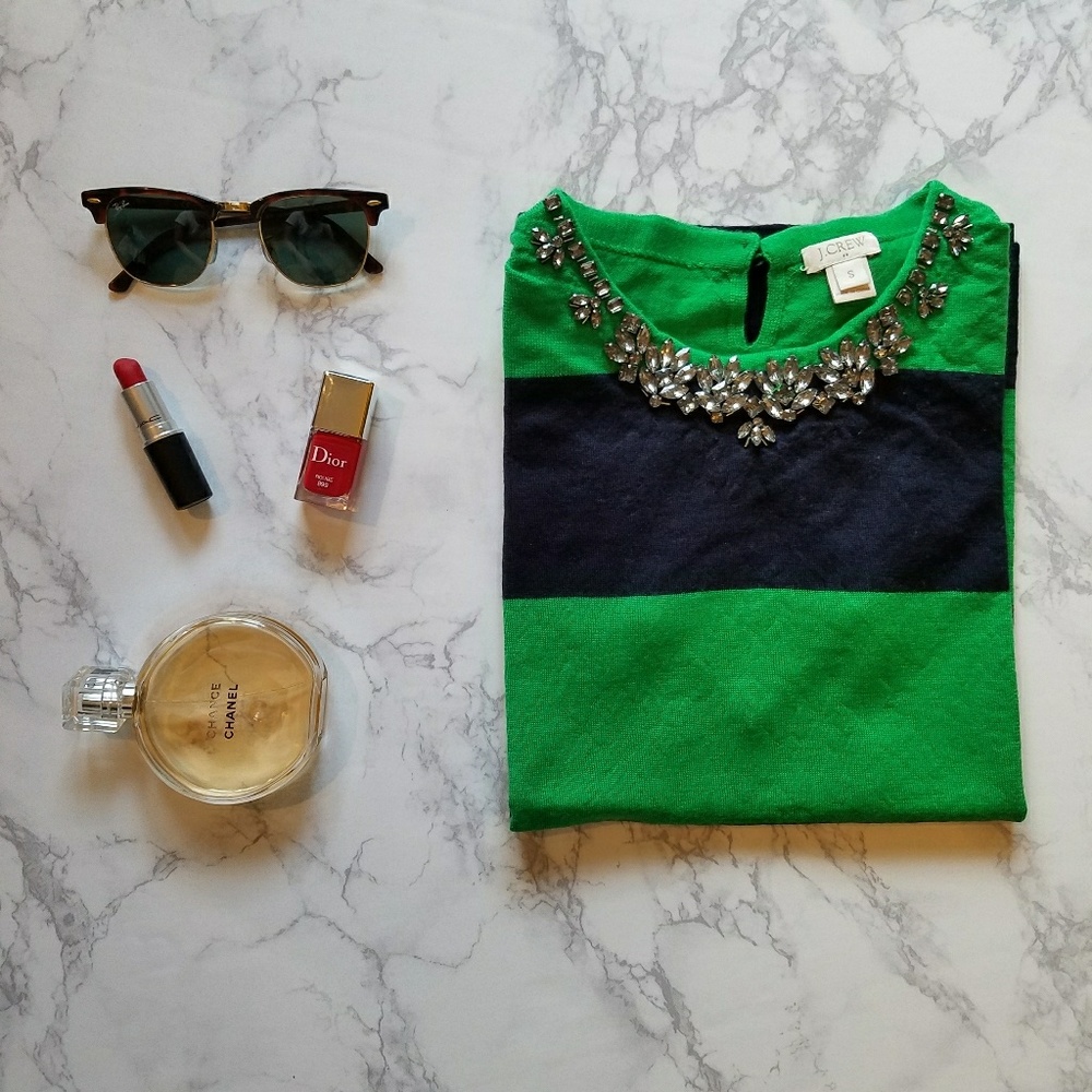 J Crew Factory Bejeweled Sweater Top
