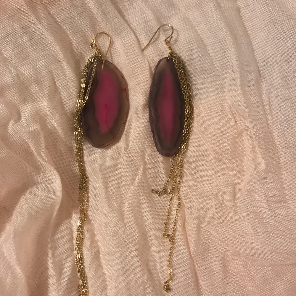 Fuscia Geode Earrings