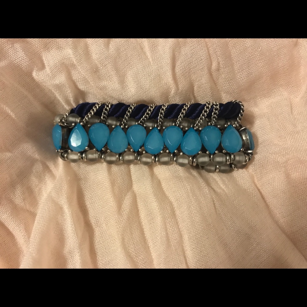 Chico's Blue Silk Rope and Stone Bracelet