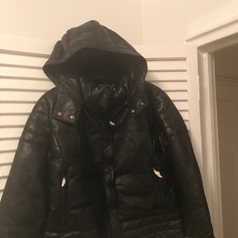 Women's black leather jacket