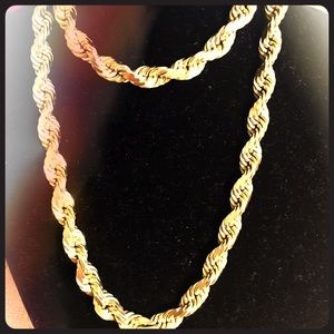Solid 12mm rope chain 14k gold