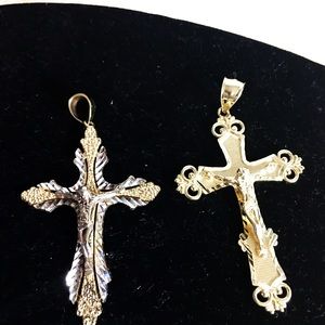 14k solid cross pendant