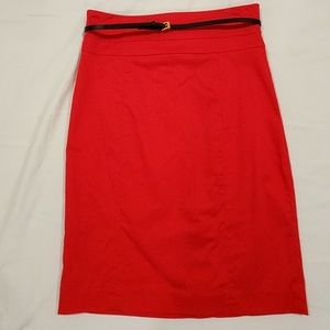 H&M belted red/dark orange pencil skirt