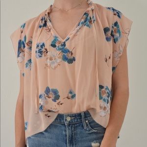 Ulla Johnson Saadi Watercolor Floral Top in Nude