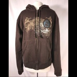 Timberland Men's Large Brown Zip Up Hoodie Jacket