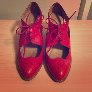 Red Open Cut Out Oxfords