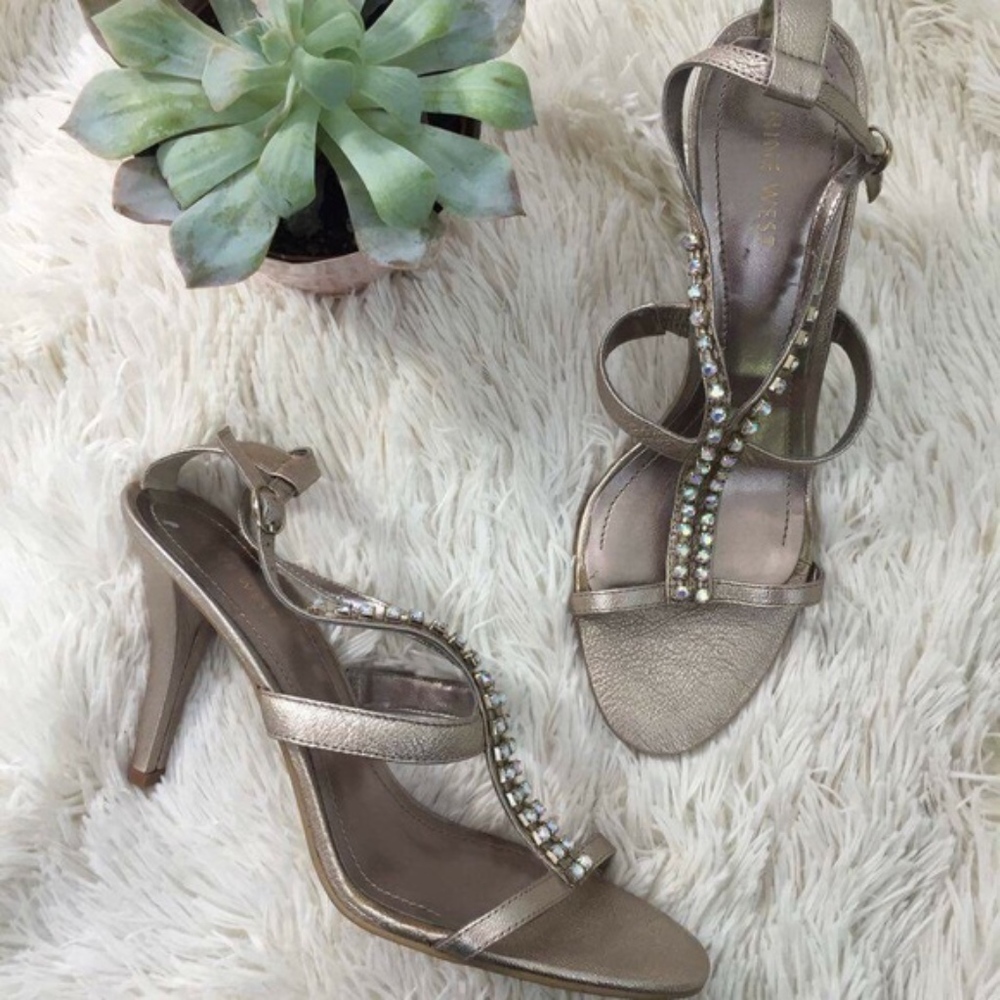 New 8.5 Nine West Metallic taupe Strappy sandals