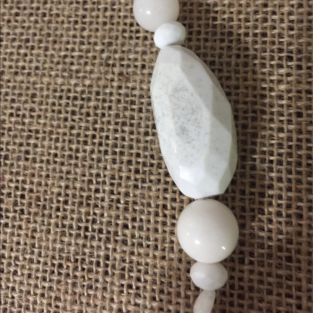 White Agate and Crystal Necklace 30" - Picture 2 of 5