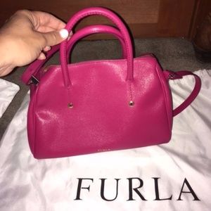 Furla Elena Medium Leather Satchel Bag, Pink