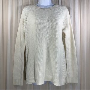 Talbots White Sweater Lambswool blend Crew Neck