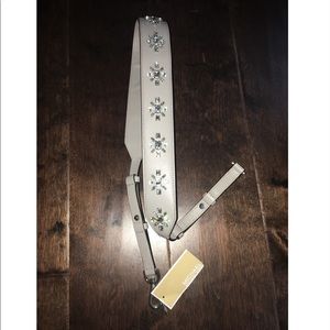 Floral-Embellished Leather Handbag Strap