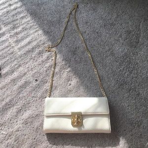 White cross body evening bag