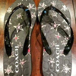 COACH black flip flops, size 5/6, NWO Box