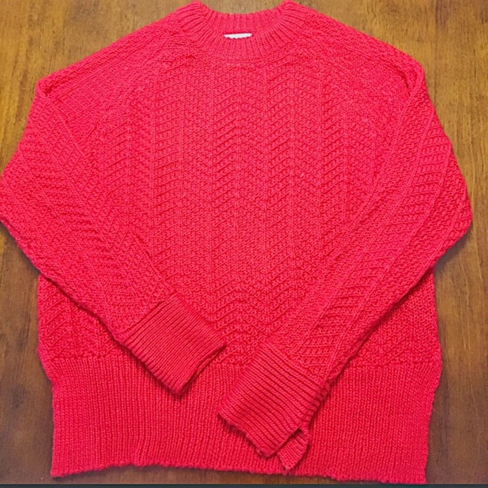 H&M Chunky Knit Red Crew Neck Sweater