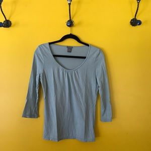 Ann Taylor 3/4 quarter sleeve blue scoop neck top