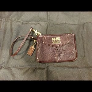 Brown leather coach Wristlet