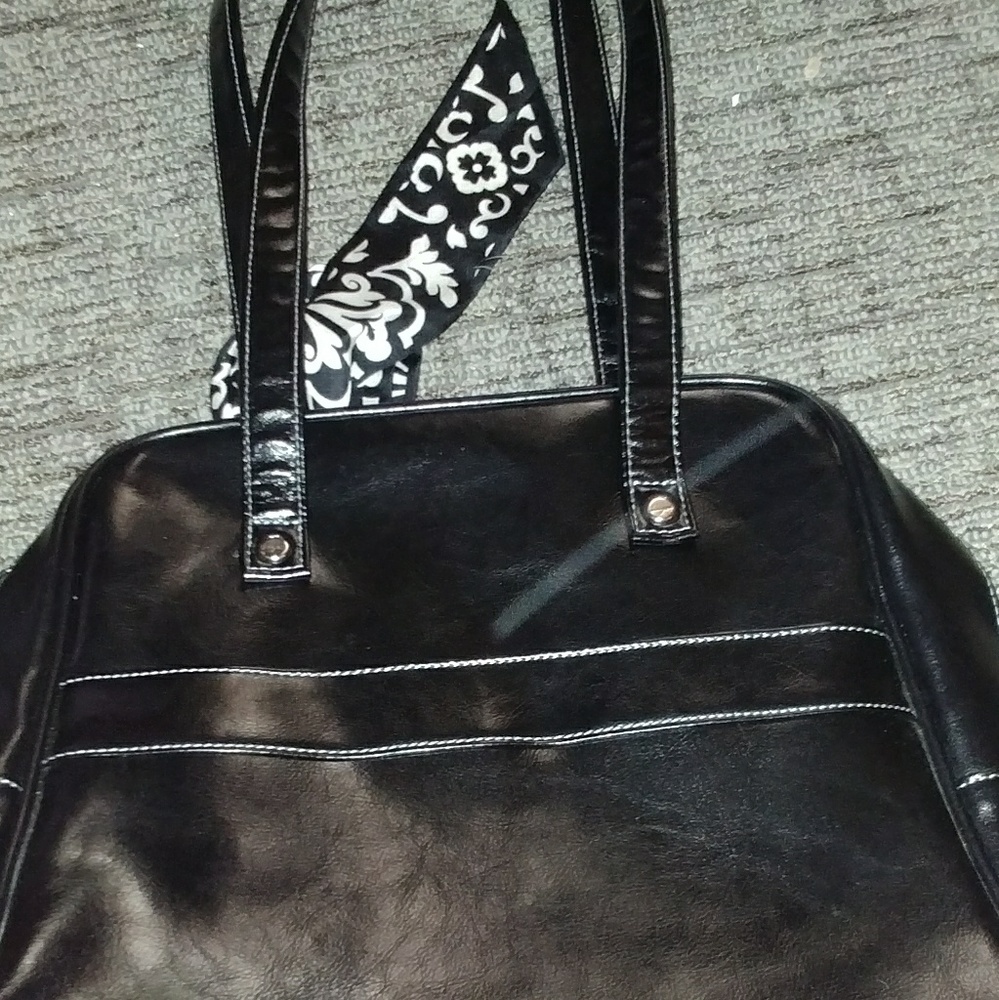 Thirty One Black Leather Tote