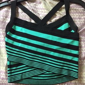 Green and black bebe crop top