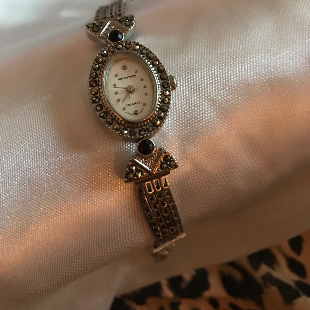 Vintage Majestron marcasite timepiece 1980's
