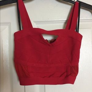 Red crop top with mesh on the sides from bebe