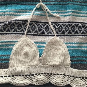 New Never Been Worn White Crochet Knit Halter Top