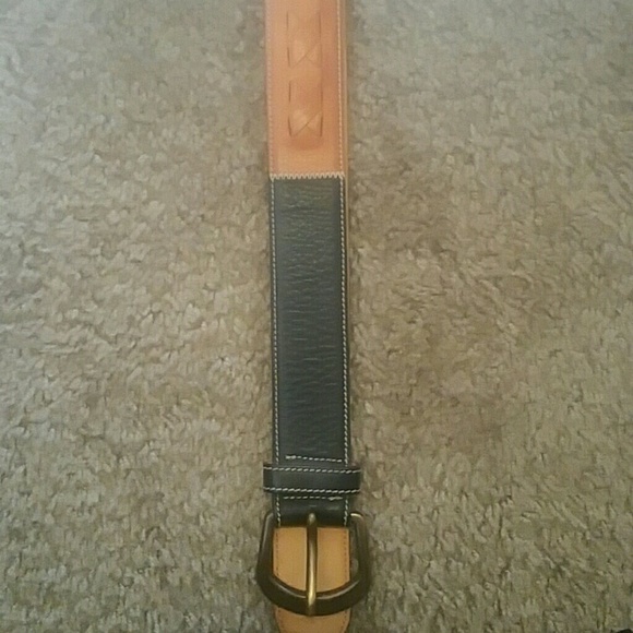 Dooney & Bourke Italy Tan/Black Leather Belt