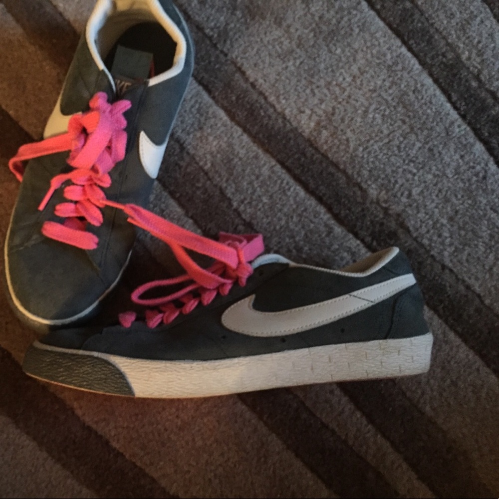 Grey and pink Nikes