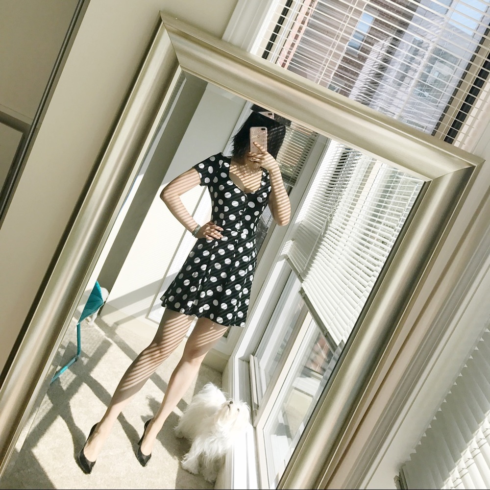 Polka dots mini fit and flare dress