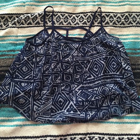 Blue Flowy Crop Top - Picture 1 of 3