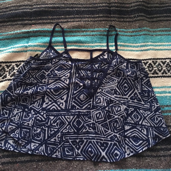 Blue Flowy Crop Top - Picture 2 of 3