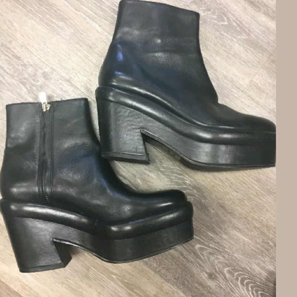 & Other Stories Black Leather Ankle Boots Sz 7 HOT