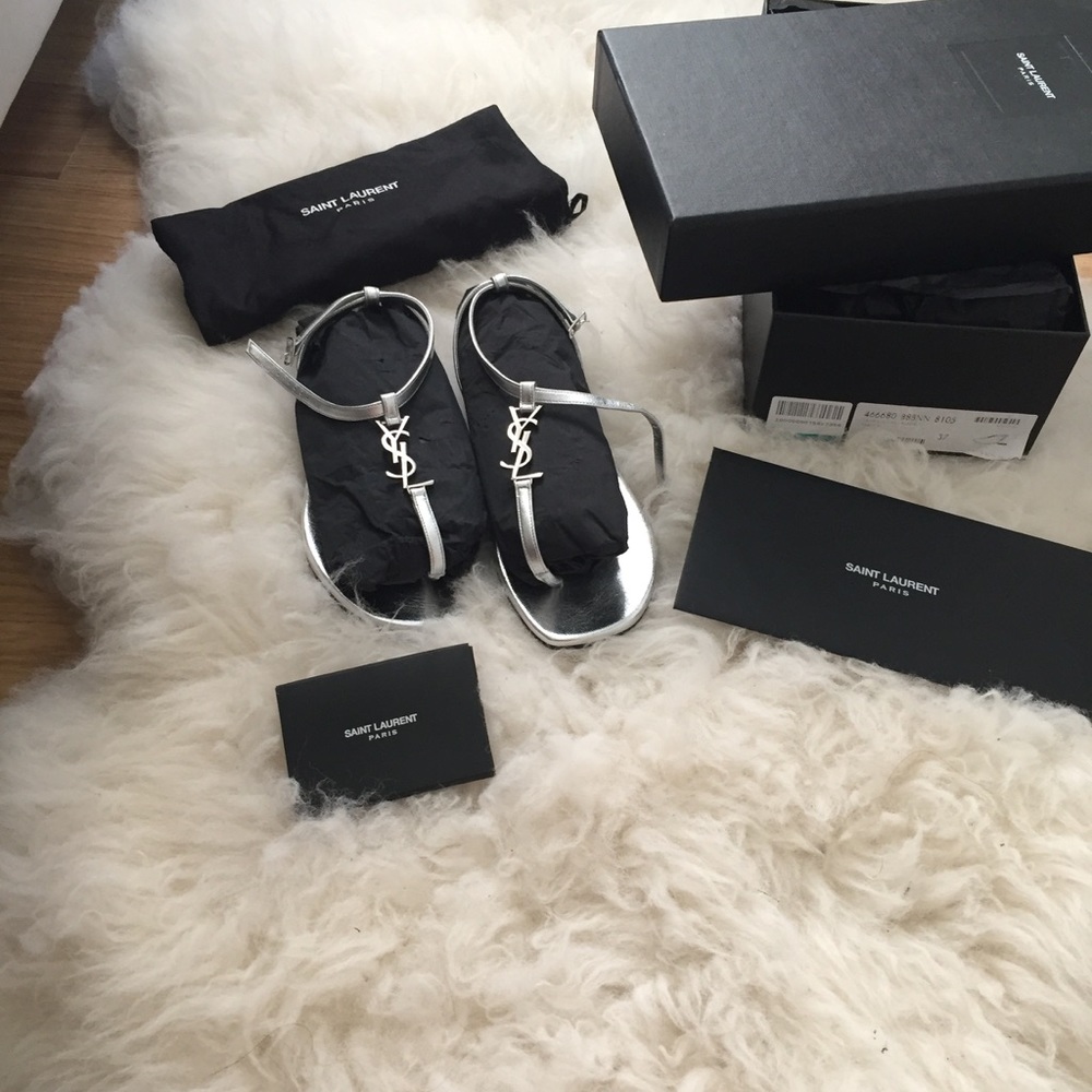 YSL silver sandals
