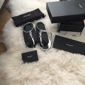YSL silver sandals