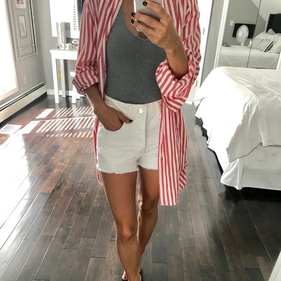 Warp + Weft x Nordstrom high waist white shorts - Picture 2 of 7